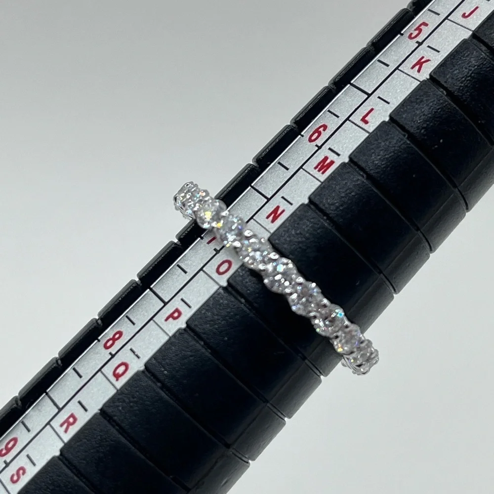 2.02 TCW Lab Diamond U-Prong Eternity Band 14K White Gold Scalloped Wedding - Picture 7 of 7